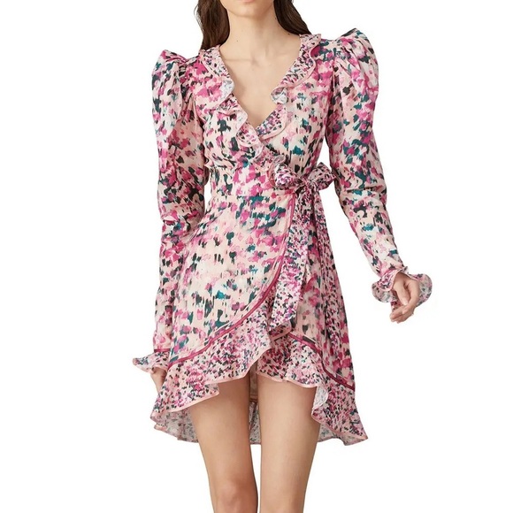 Rococo Sand Mimi Cotton Wrap Coquette Girl Dress Pink Floral - Picture 1 of 12